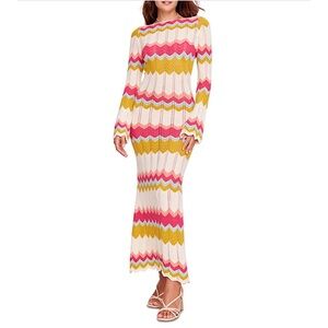 CAPITTANA Piper Knit Maxi‎ Dress In Pink Mulicolor medium/large